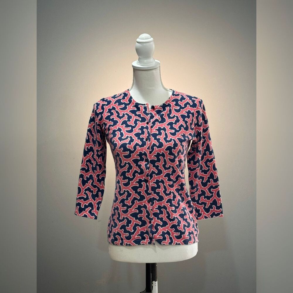 Navy/Coral Talbots Cardigan Sweater Size XS VGUC